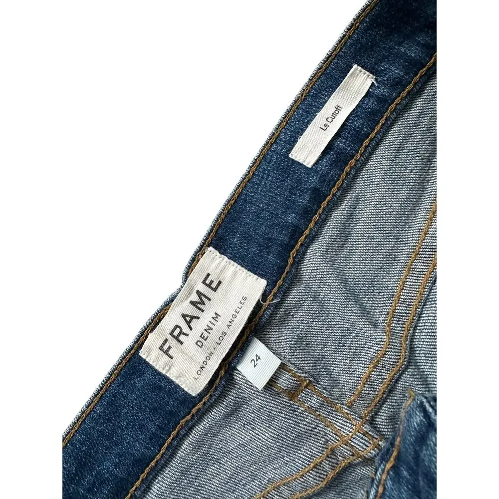 FRAME Le Cutoff Denim Shorts Grand Canyon Raw Hem Jean Shorts Size 24